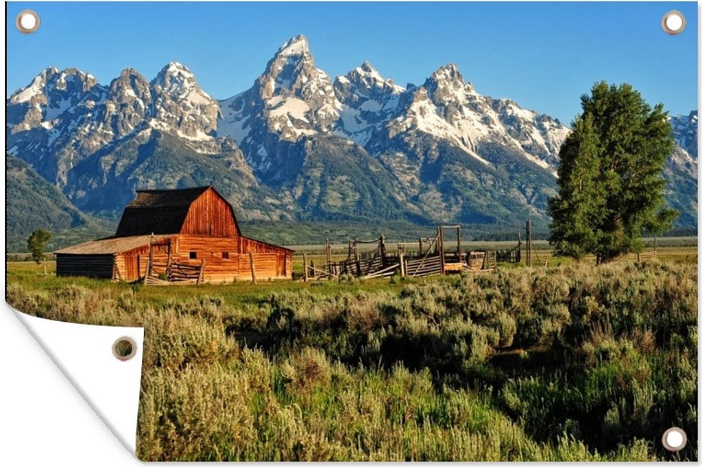 MuchoWow 60x40 cm Outdoor-Poster Gartendeko Sichtschutz Garten Poster für den Garten Eine Ranch auf einem Feld