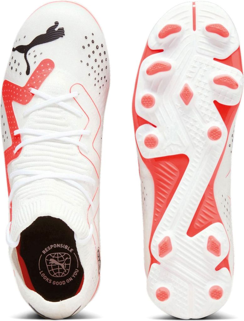 Puma Future Match FG/AG Jr Kinder Fußballschuhe weiß fire orchid UK 1 EU 33