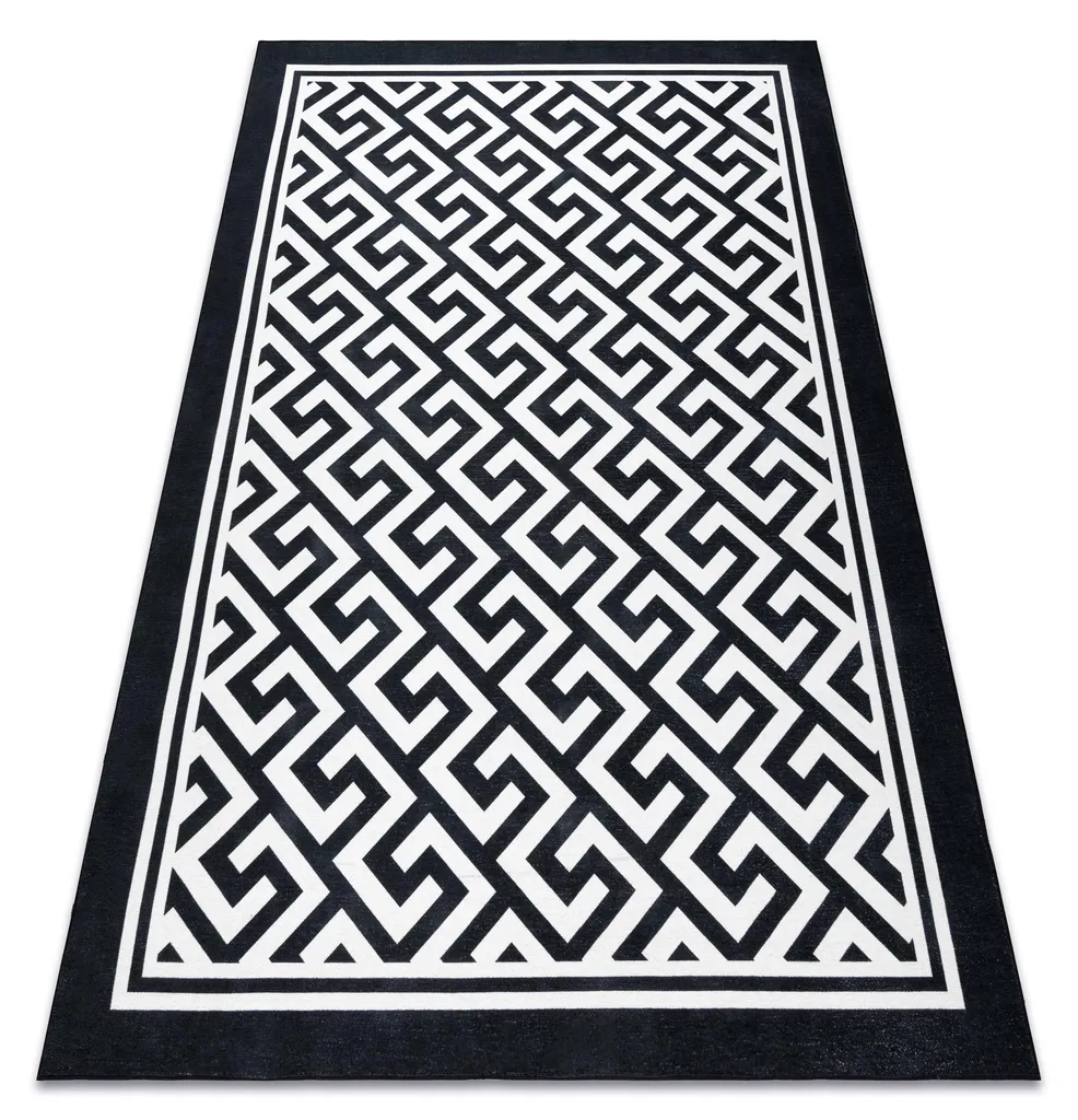 Tapis ANTIKA 122 Tek Anti-Taches et Lavable Motif Grec Gris 120x170 cm