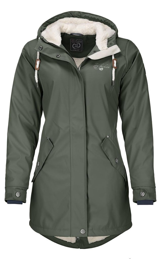 Dry Fashion Damen Regenmantel Malmö Fleece-Futter in Oliv, Produktbild 