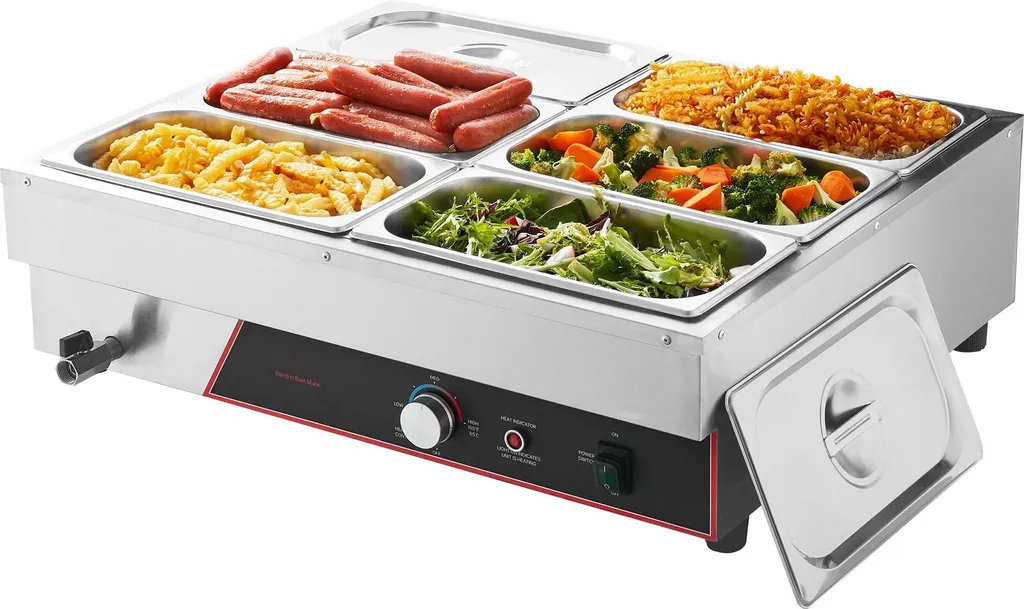 Appareil de buffet bain-marie 1500W inox 6 bacs pour la gastronomie