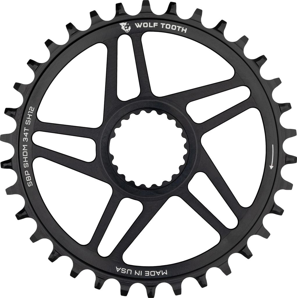 Wolf Tooth Shimano Direct Mount Kettenblatt, Boost 52mm/Offset 3mm, 34 Z., Drop-Stop ST, black