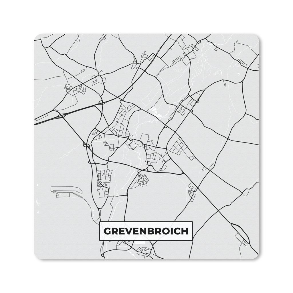 MuchoWow Mauspad Mousepad Karte - Grevenbroich - Stadtplan - Deutschland - Karte 30x30 cm - Mousepads - Maus Mat - Pad - Mausunterlage - Gaming