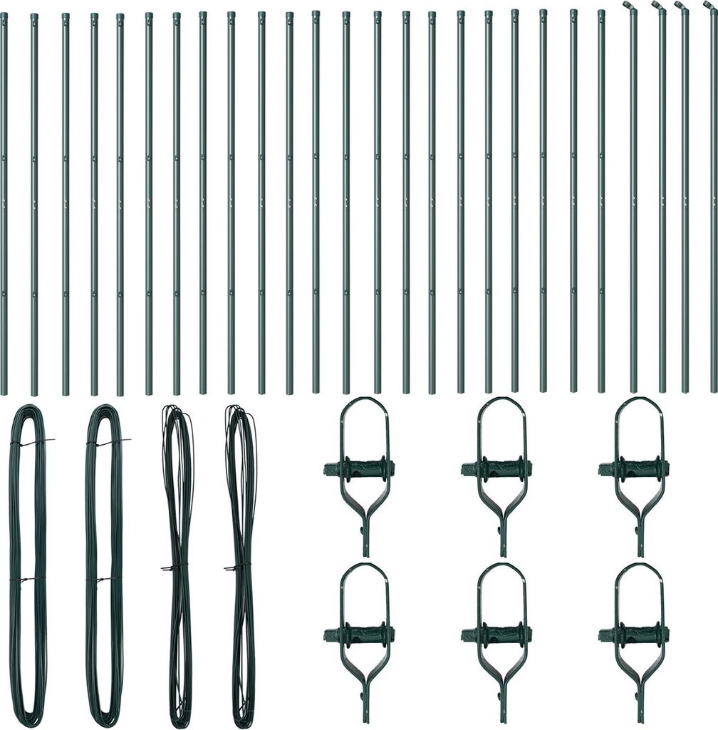 Möbel Zaunpfosten 26 Stück Grün Ø32 mm 190 cm Galvanisiertes Stahl - Zaunzubehör 3350121