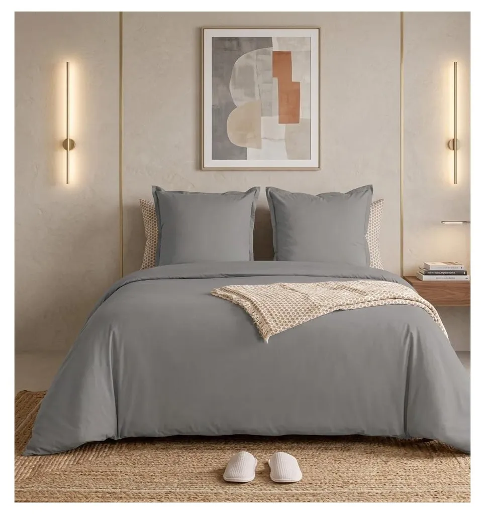 Ensemble de linge de lit en percale de coton - Parure complète lit double - 2