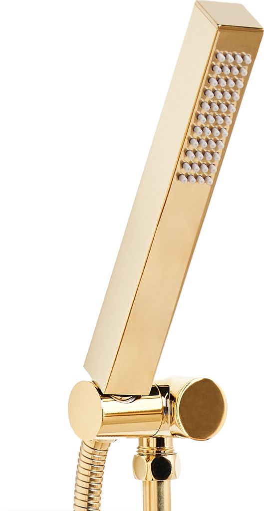 BELIANI Handbrause Gold Metall Quadratisch Stab 1 Strahlart Modern Klassisch Duschkopf Badezimmer Stabhandbrause Stabbrause