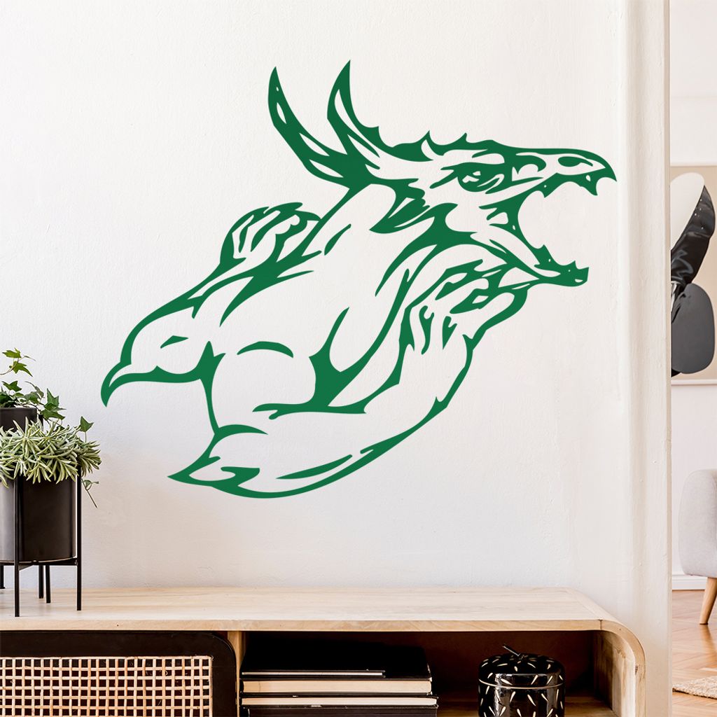 Drachen Angriff Wandtattoo in 6 Größen - Wandaufkleber Wall Sticker - Dekoration, Küche, Wohnzimmer, Schlafzimmer, Badezimmer