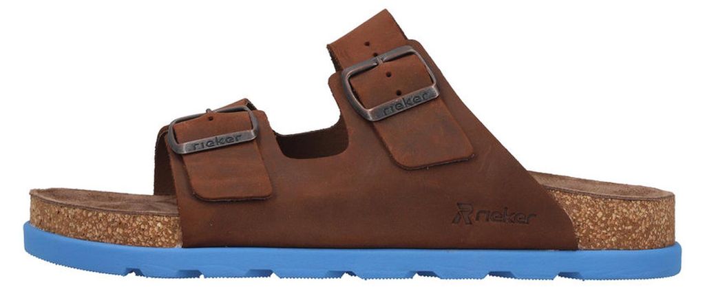 Rieker Herren Pantolette Leder Zweiriemer in Extraweite H 21190, Größe:42 EU, Farbe:Braun
