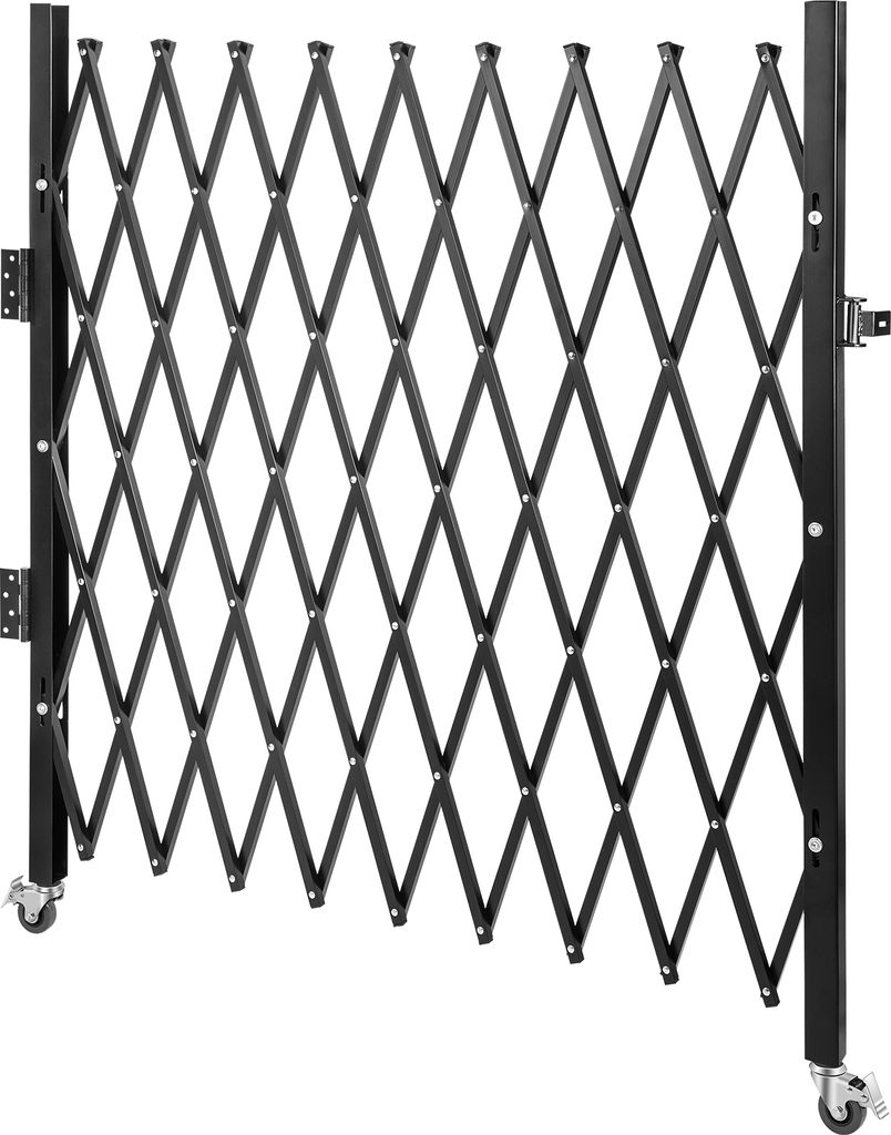 SucceBuy Einzel-Falt-Sicherheitstor, 48" H x 71" B, Falttor aus Stahl, erweiterbare Absperrtš¹r, 360¡ã rollendes Scherentor mit Vorh?ngeschloss