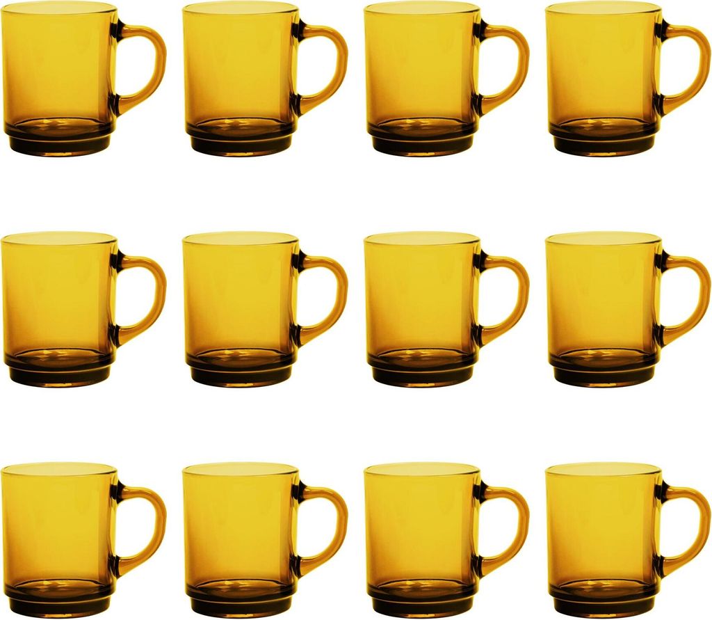 Duralex Versailles Kaffeetassen aus Glas – 260 ml – Bernstein – 12 Stück