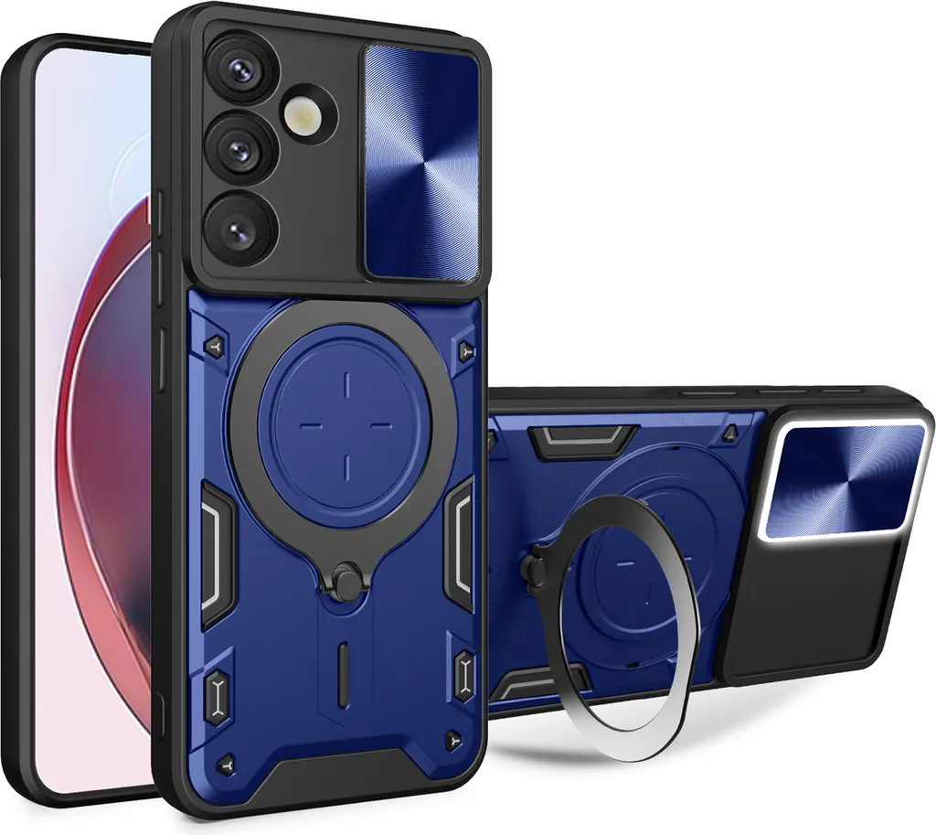 Custodia Rugged Samsung S25 FE Blu: Protezione Camera e Supporto Ring