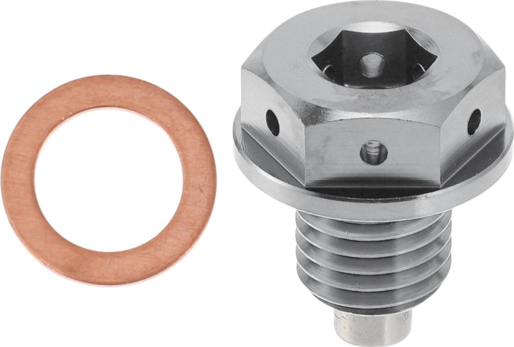 M12x1.5 4MM Magnetischer Ölablassstopfen Titanlegierung Ölwanne Ablassbolzen Stopfen Mit 1 Kupferdichtung Silberton 1 Stück