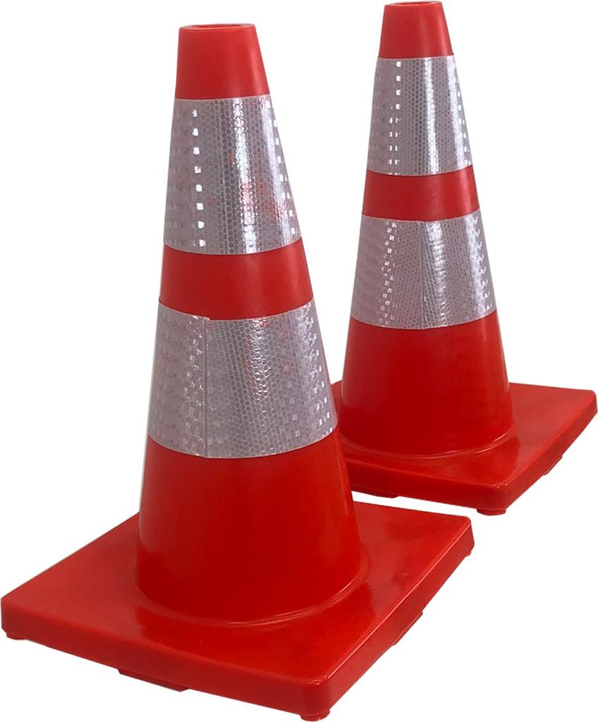 2x Verkehrsleitkegel Pylone flexibel bruchsicher reflektierend Warnkegel Leitkegel Markierungskegel