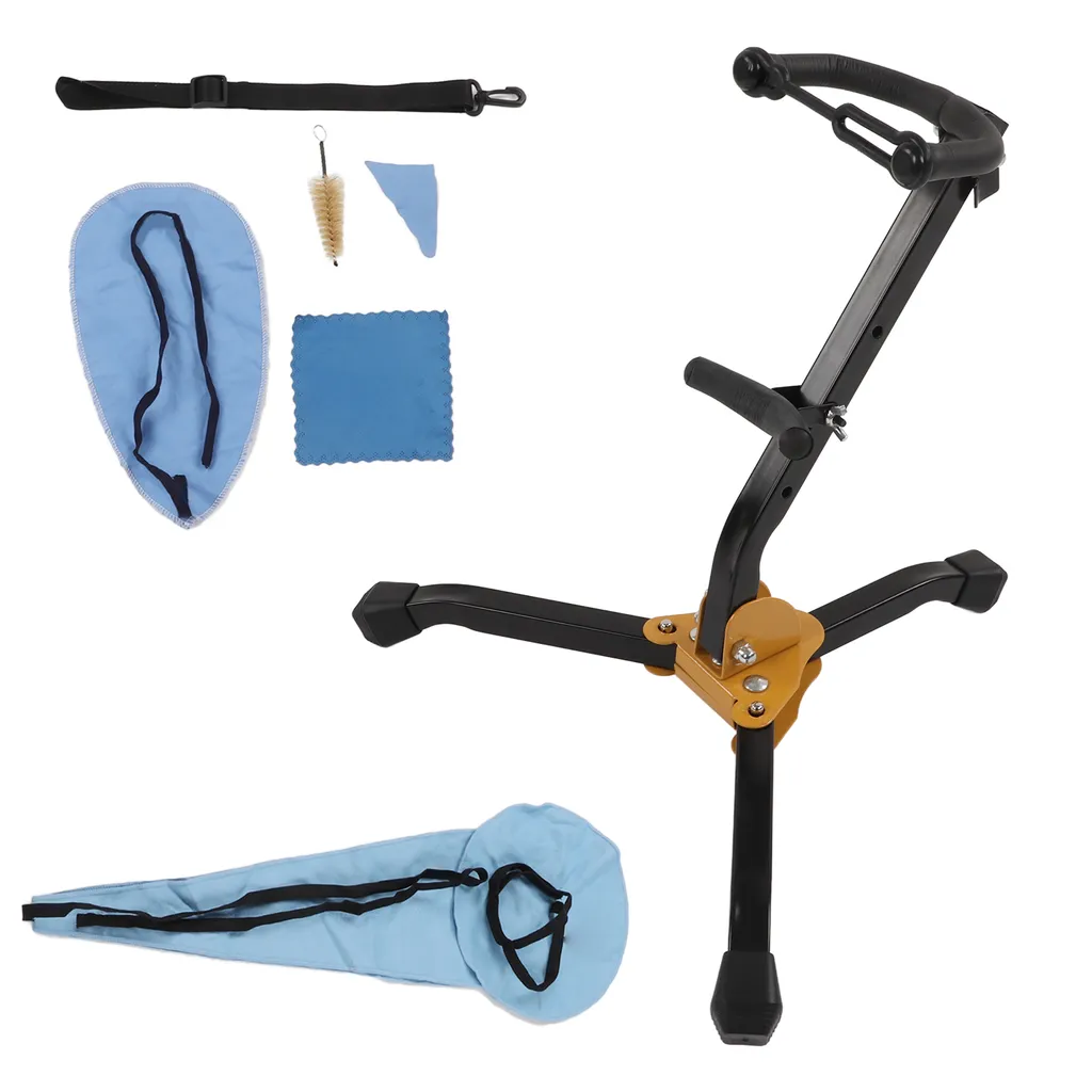 Support saxophone alto en acier noir robuste et kit écouvillon pro