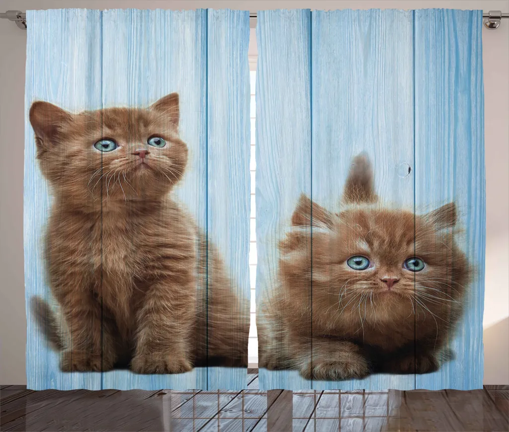 Rideau occultant partiel chaton, facile à poser, 280 x 225 cm, bleu ciel