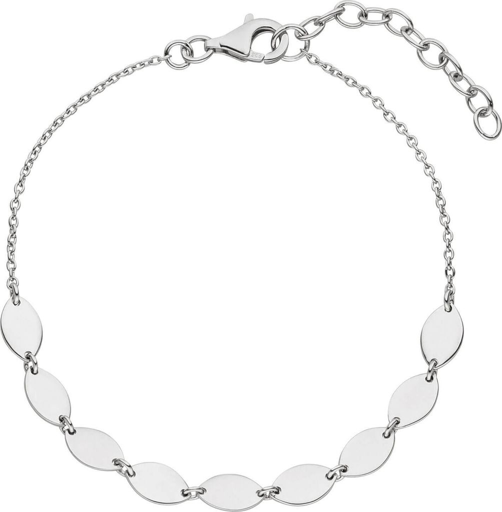 Armband 925 Silber rhodiniert Plättchen Rundankerkette Produktbild 