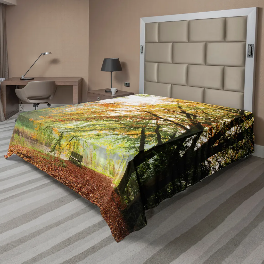 Drap de lit doux imprimé Forêt Automnale 244x205 cm Couleurs Fanées