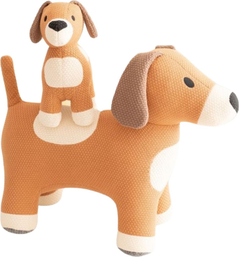 Crochetts Set aus 2 Hunde-Kuscheltieren aus Baumwolle (Groß + Mini) 4057