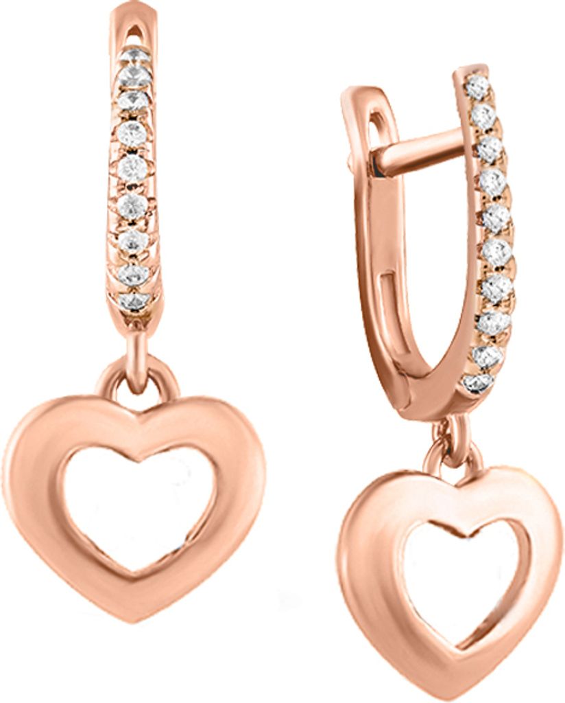 Ohrhänger "Herz" aus 585 Rotgold mit Zirkonia, Goldschmuck für Damen