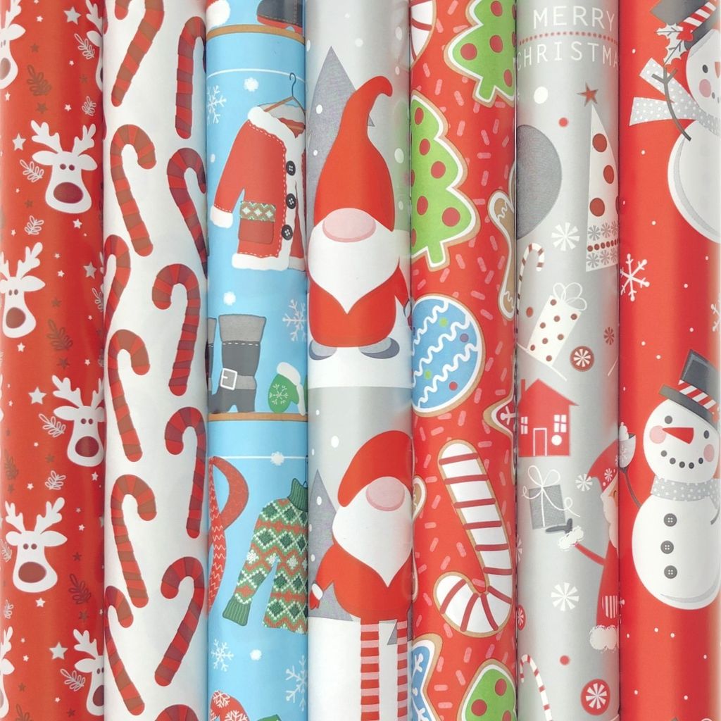 Sortiment Weihnachtspapier Geschenkpapier K25 - 200 x 70 cm - 5 Rollen