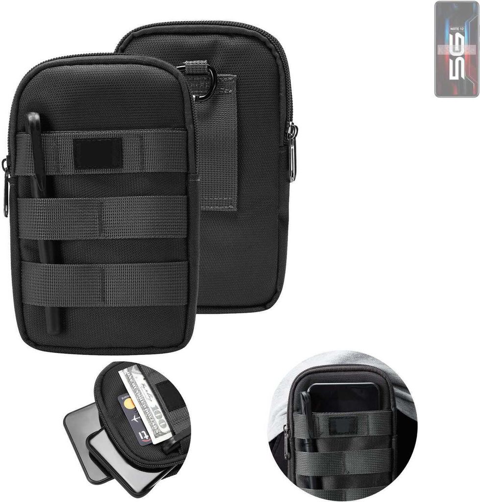 K-S-Trade Holster Gürtel Tasche kompatibel mit Infinix Note 12 5G Handy Tasche Schutz Hülle dunkel-grau viele Fächer, 1x