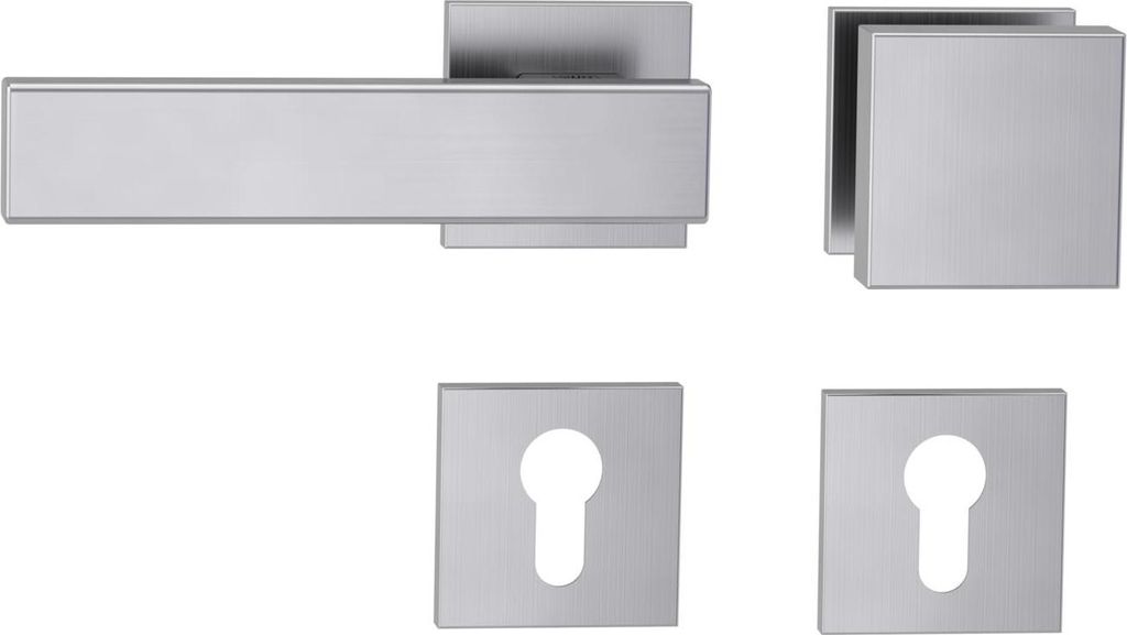 Griffwerk Wechselgarnitur VAYA 200 CUBICO fast2fix Fast2Fix Rosetten eckig Knopf SQUARE Edelstahl matt L