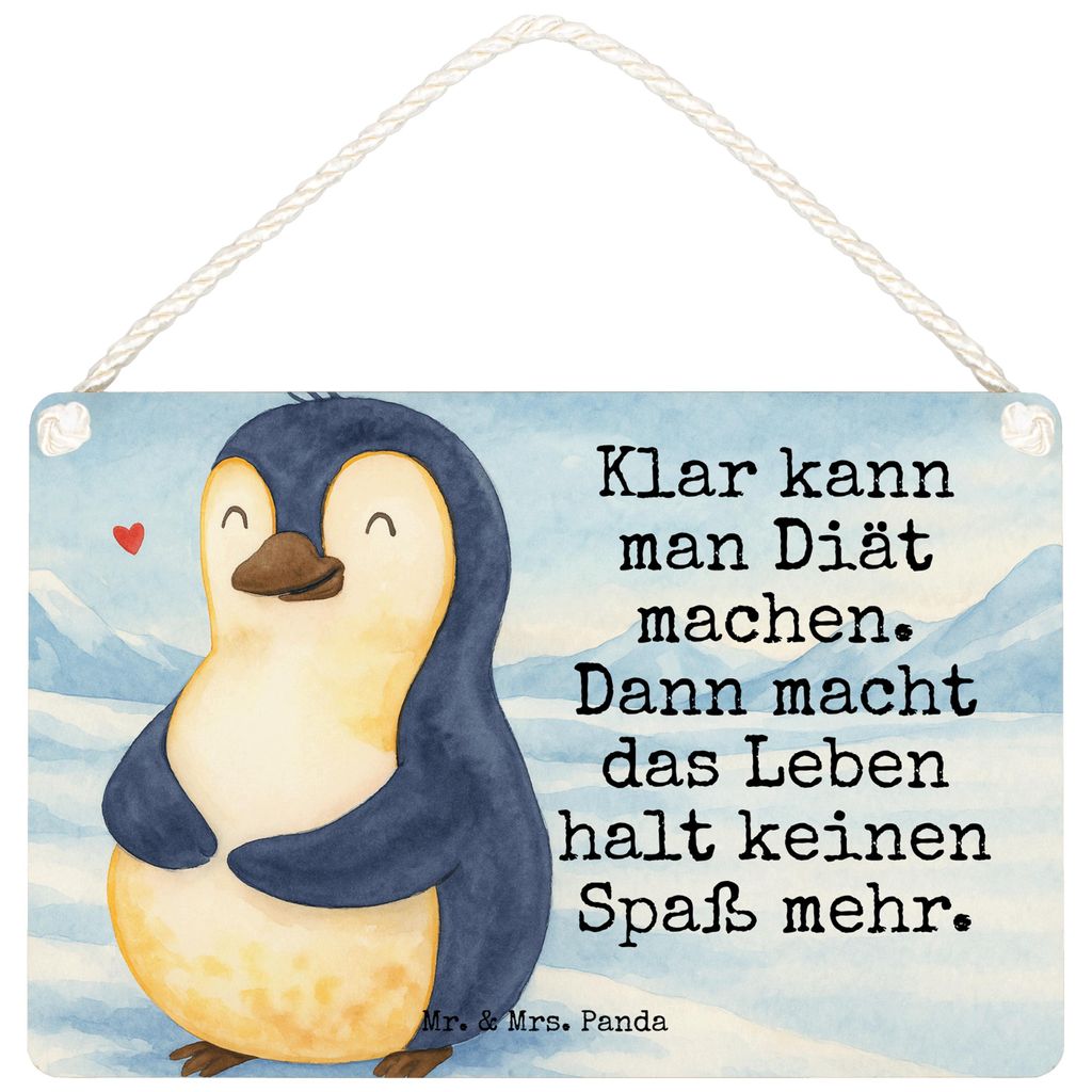 Mr. & Mrs. Panda Schild Pinguin Diät Design DIN A6 - Weiß - Geschenk, Motivation, Pinguine, kleine aufmerksamkeit, Wandbild Holz, Abnehmen, Holzs...