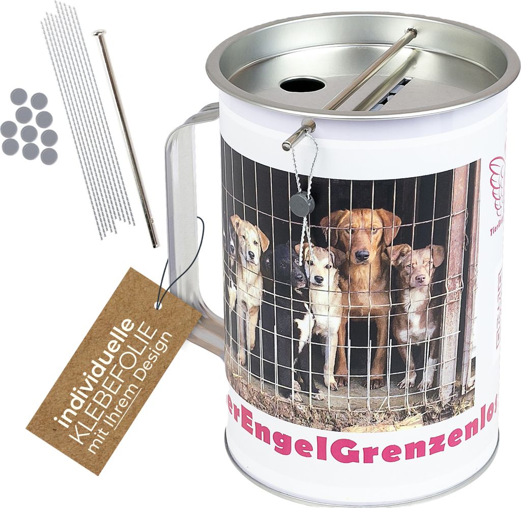 Spendendose mit Griff, inkl. individuelle Klebefolie, 14,5 Produktbild 