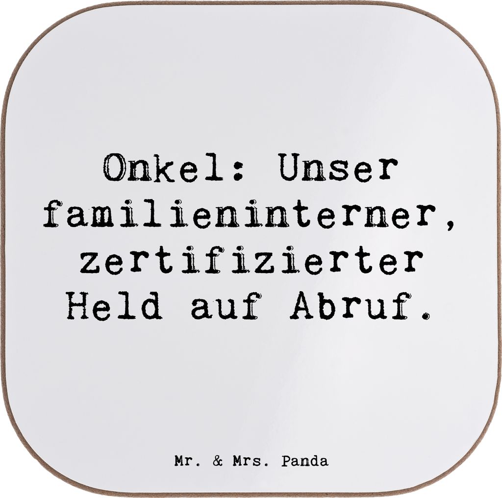 Mr. & Mrs. Panda Personalisierte Untersetzer Onkel-Held - Weiß - Geschenk, Personalisierter, Glasuntersetzer, Held, Ersatzvater, Patenonkel, Bierd...
