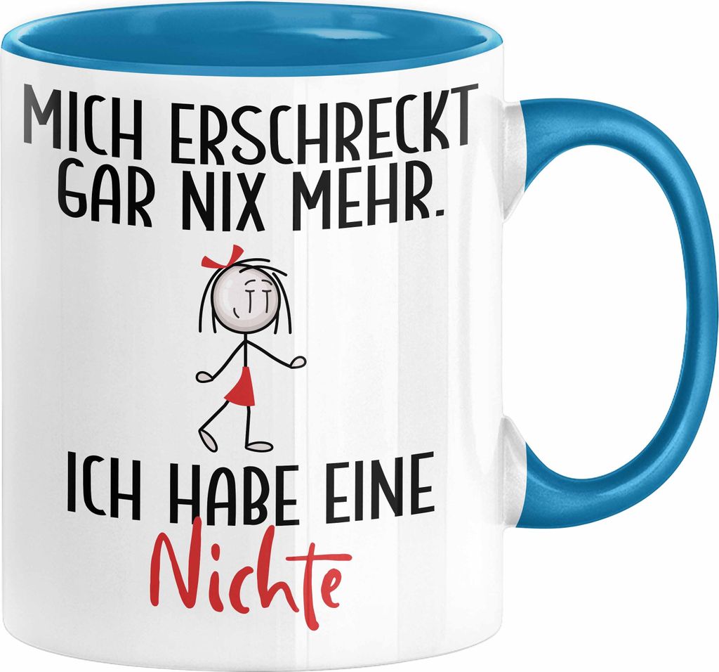 Onkel Tante Tasse Geschenk von Nichte Lustige Geschenkidee für Tante Onkel Mich Erschreckt Gar Nix Mehr Ich Habe Eine Nichte (Blau)