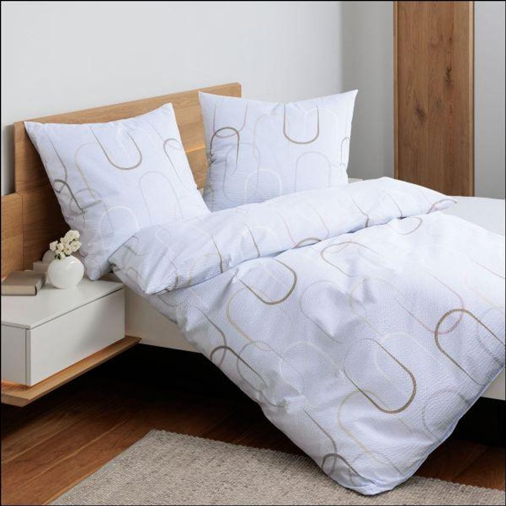 Janine Design Seersucker-Bettwäsche-Garnitur 20164 TANGO Farbe blaugrau Größe 135x200+80x80