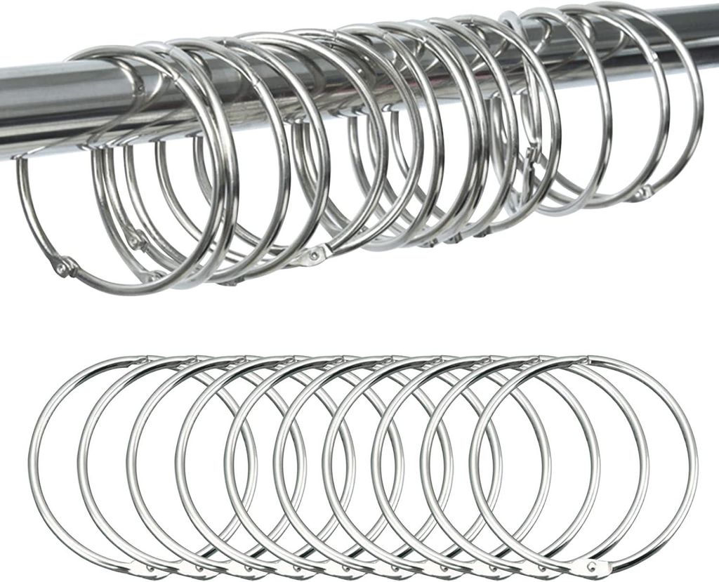 24er-Packung runde, rostfreie Duschvorhangringe aus Metall Produktbild 