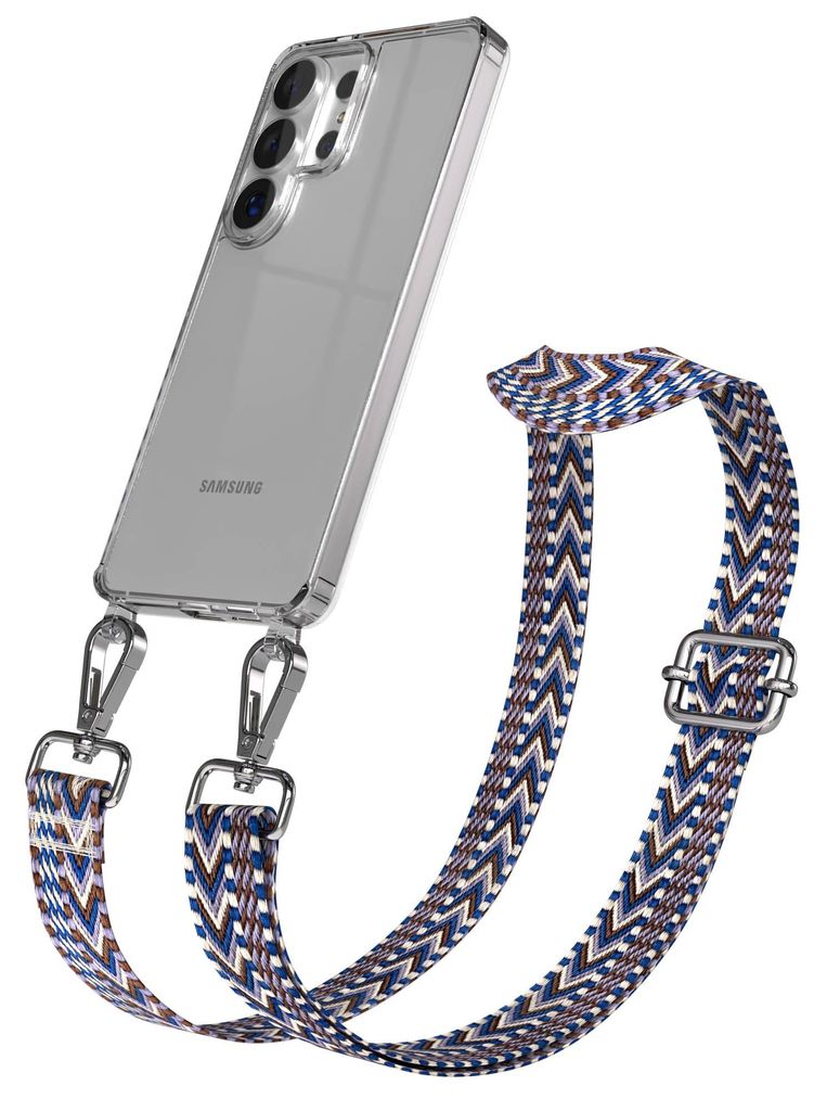 EAZY CASE Handykette - Verstellbarer Trageriemen kompatibel mit Samsung Galaxy S26 Ultra, Handykordel mit transparenter Silikon-Hülle, Karabiner S...