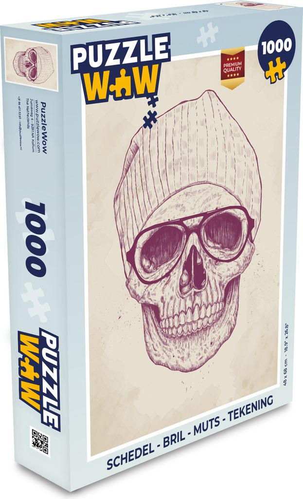 MuchoWow Puzzle 1000 Teile Totenkopf - Brille - Hut - Totenkopf - Spielzeug - Alt und Jung - Spiele - Puzzeln