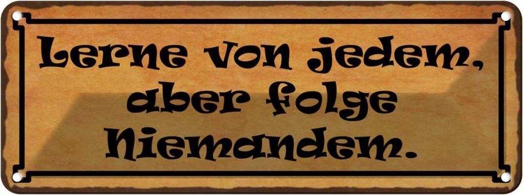 vianmo Blechschild 10x27 cm lerne von jedem folge niemandem Spruch Zitat