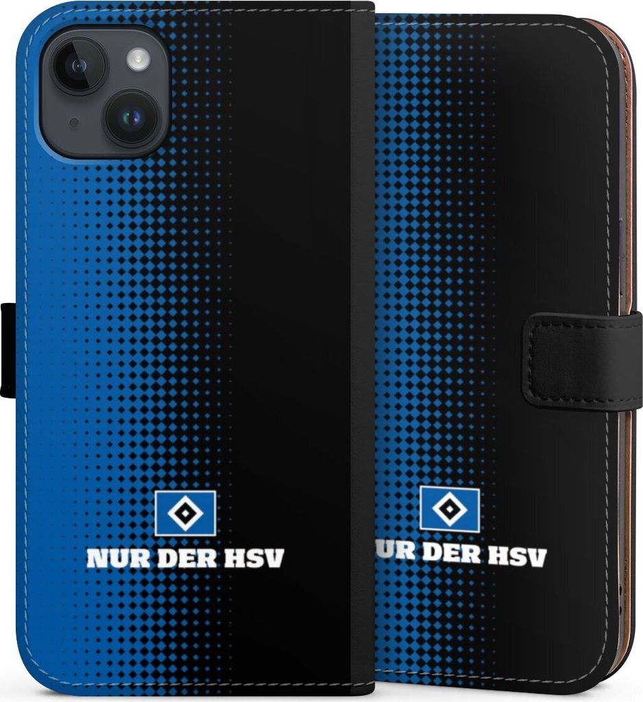 DeinDesign Klapphülle für Apple iPhone 14 Plus Handytasche Lederhülle Tasche HSV Logo Offizielles Lizenzprodukt