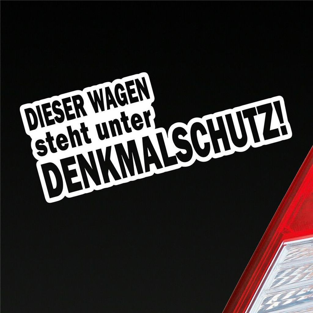 Auto Aufkleber Dieser Wagen steht unter Denkmalschutz! 20x8 cm Weiss Matt Sticker Heckscheibenaufkleber