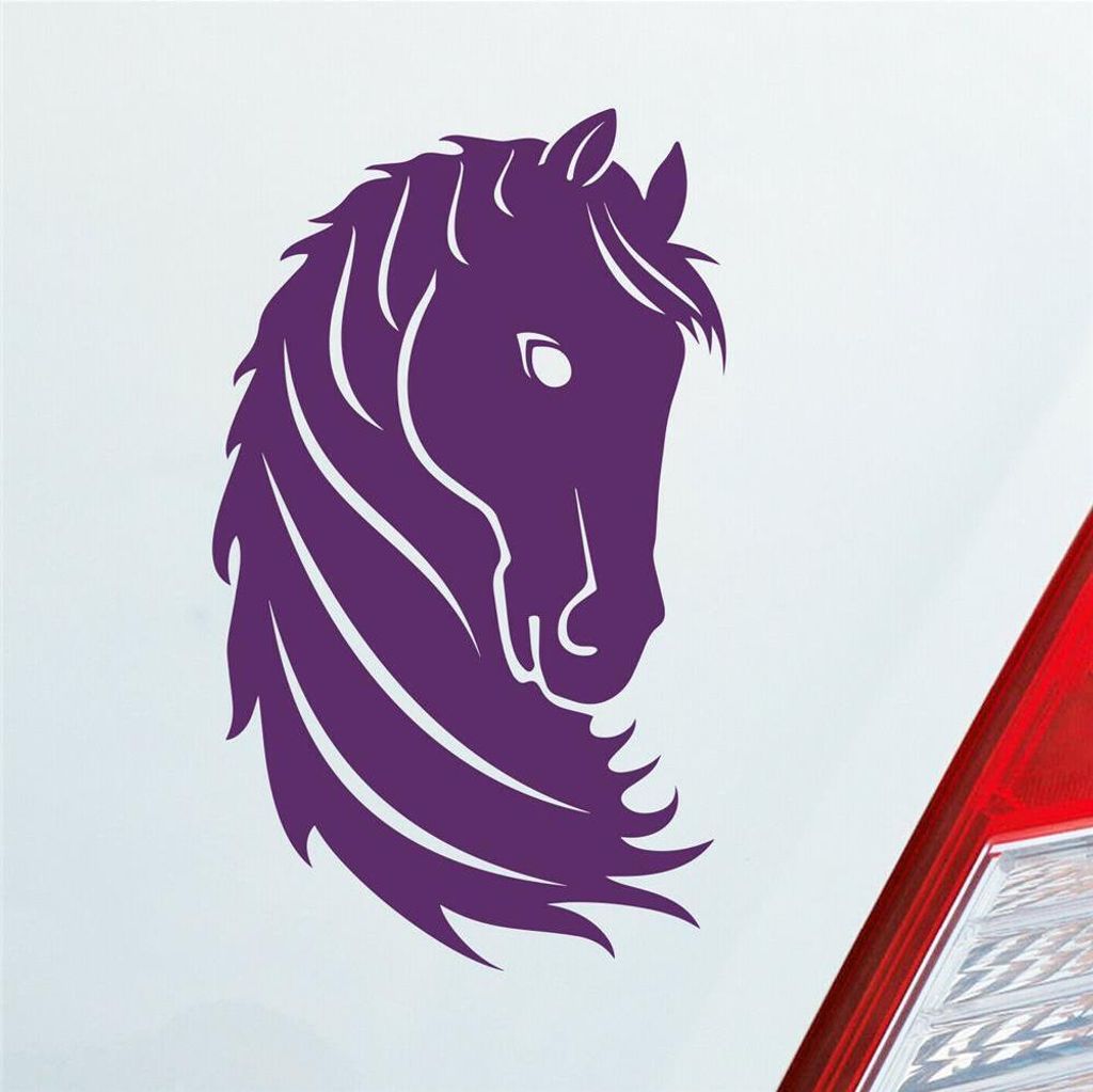 Auto Aufkleber Pferd Horse Pony Pferdeliebhaber Reiten 15x9 cm Lila Sticker Heckscheibenaufkleber