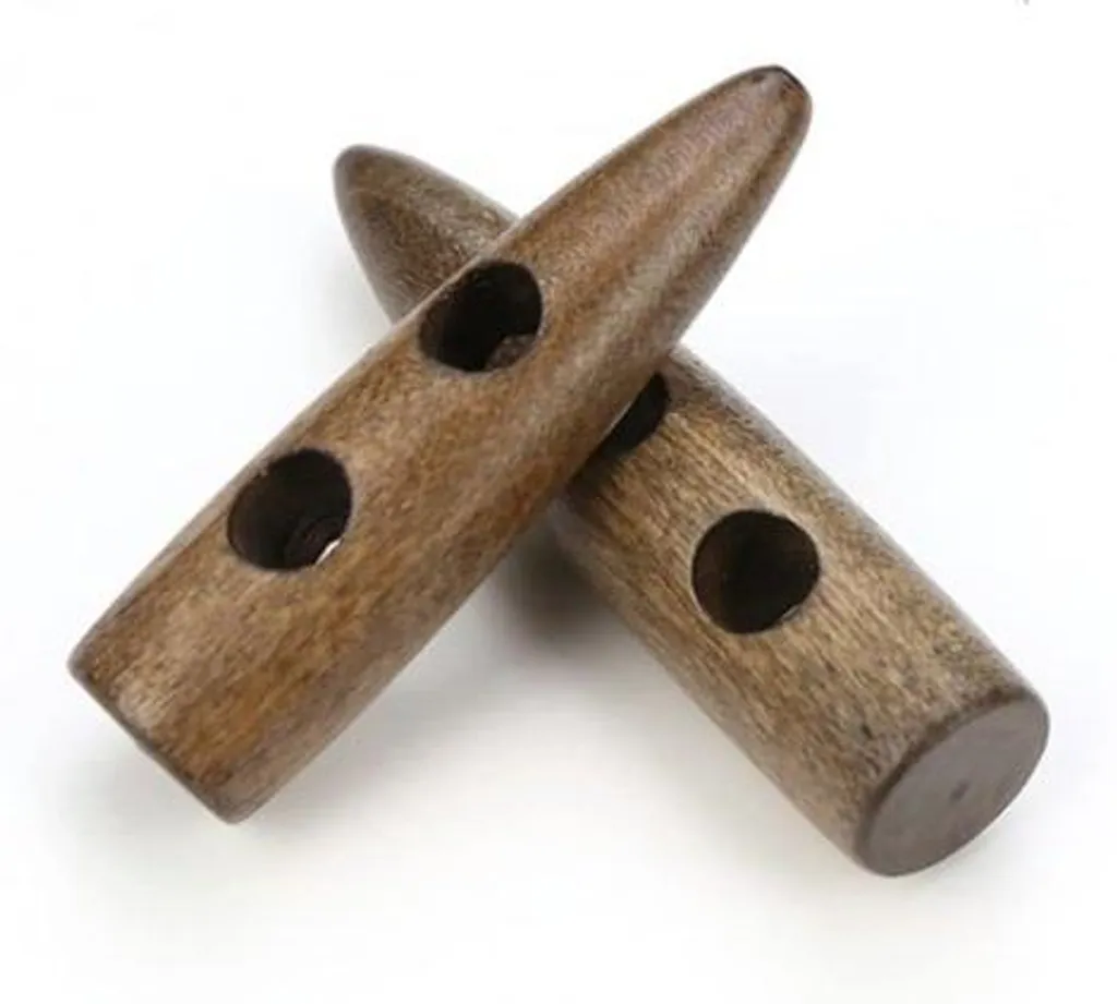 Boutons 30 mm étroits marron café à 2 trous pour vestes et manteaux
