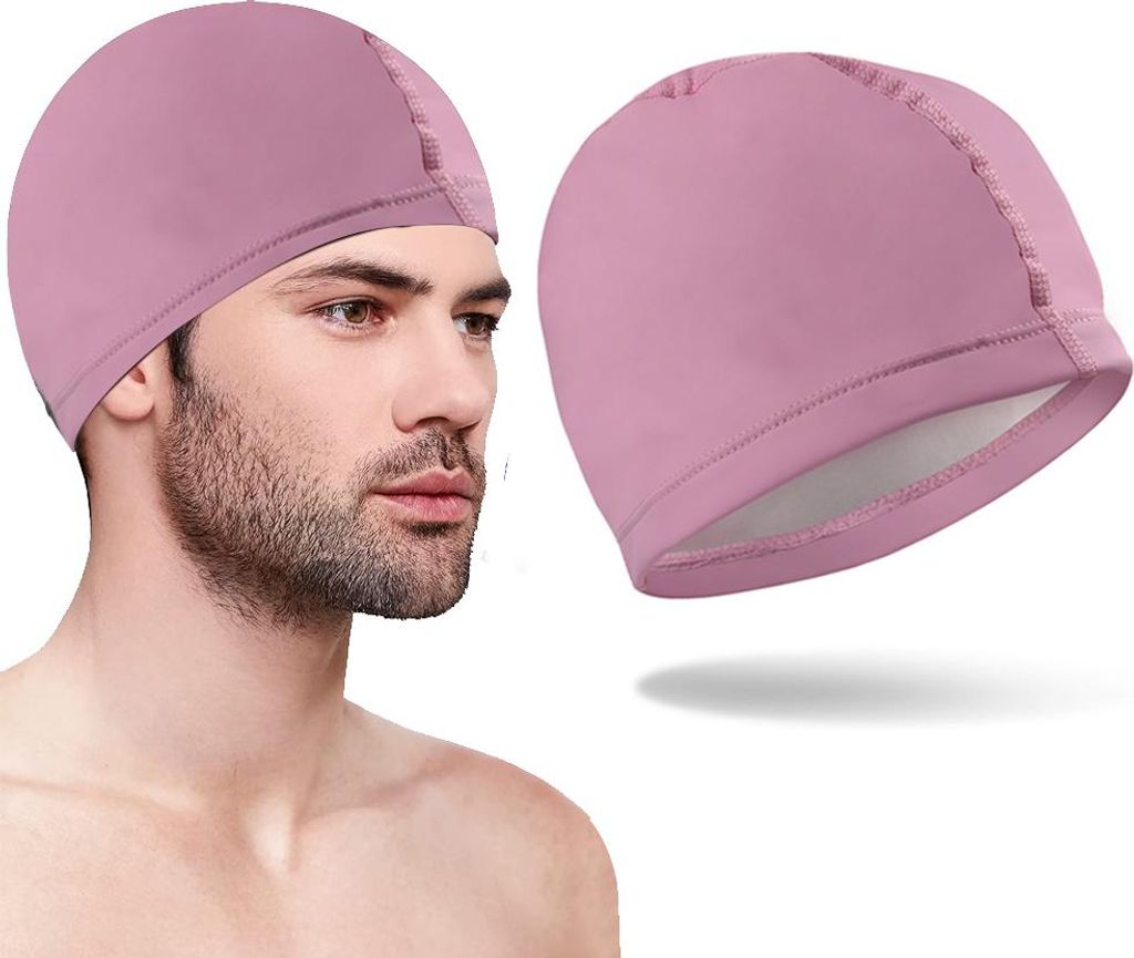 Badekappe, Badekappe für Damen und Herren, einfarbig, PolyurethanBeschichtung, bequem und nicht einengend, Badekappe für Damen mit langem Haar