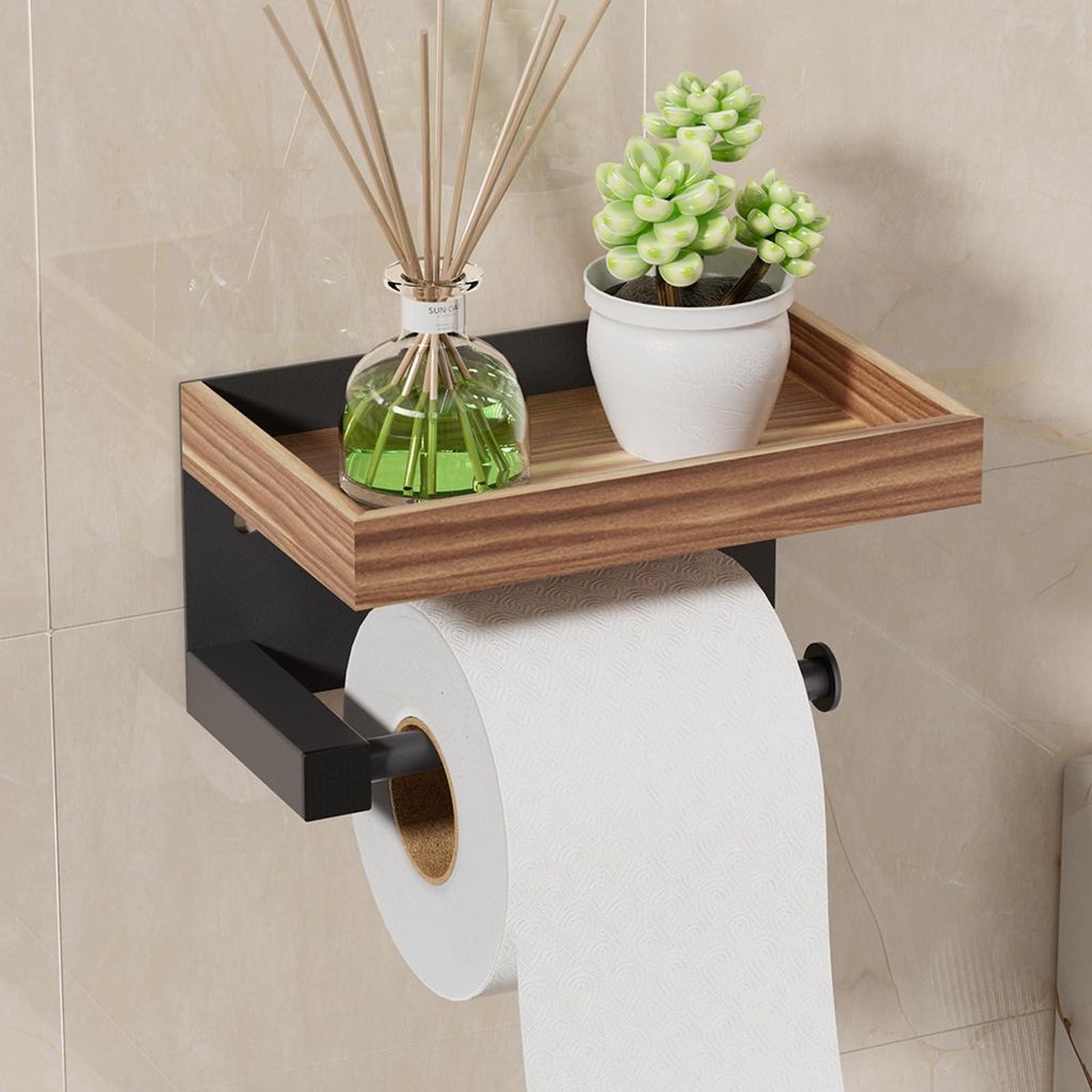 Toilettenpapierhalter Ohne Bohren - klopapierhalter mit Ablage für Badezimmer, Edelstahl Klorollenhalter Wandmontage, wc Papier Halterung