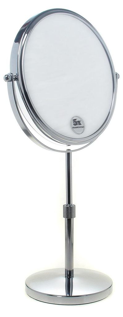 Standspiegel, höhenverstellbar, 10-fache Vergrößerung, 20 cm Kosmetikspiegel, verchromter Rasierspiegel, Tischspiegel, Badezimmerspiegel, doppel...