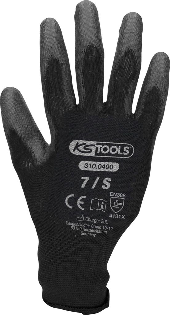 KS TOOLS 310.0490 Mikro-Feinstrickhandschuhe-schwarz, 7, 12 Paar