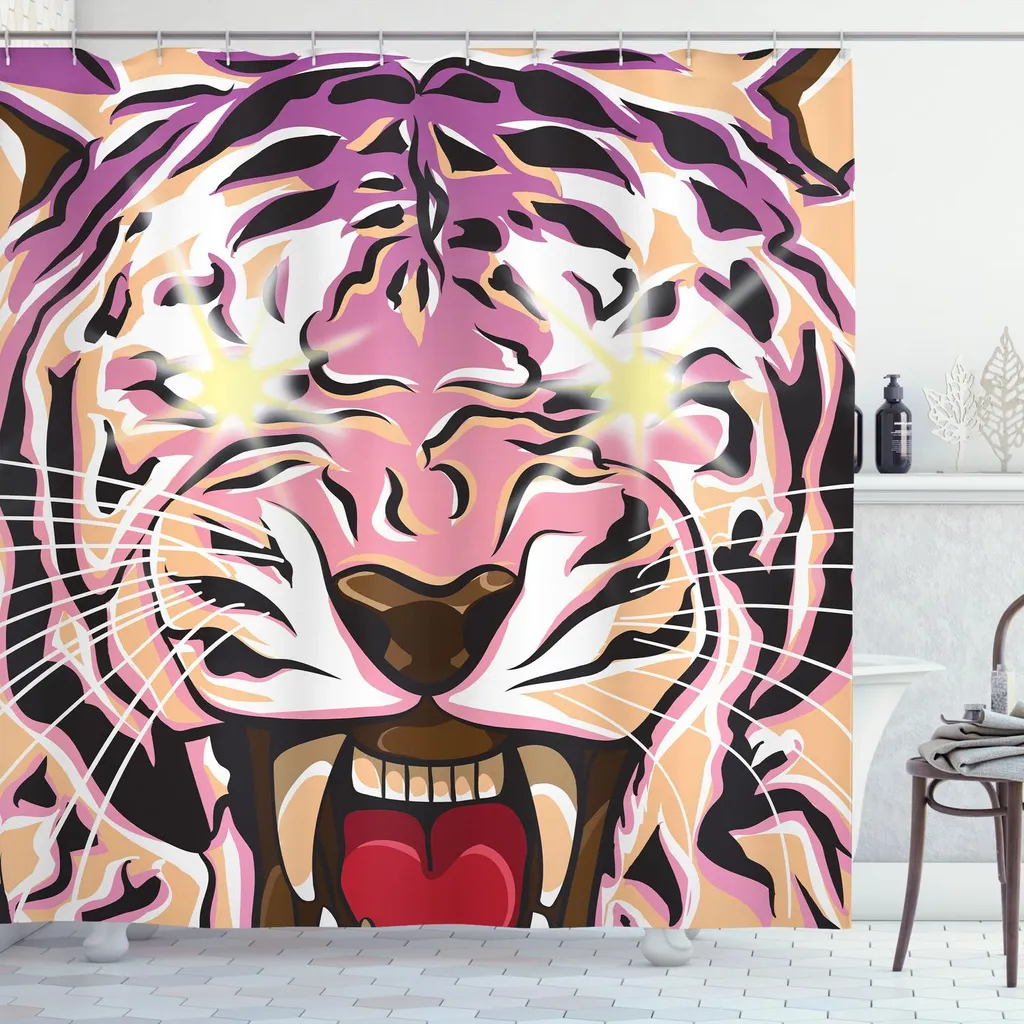 Tenda da Doccia 175x200 cm Tigre Giungla | Tessuto Poliestere ABAKUHAUS