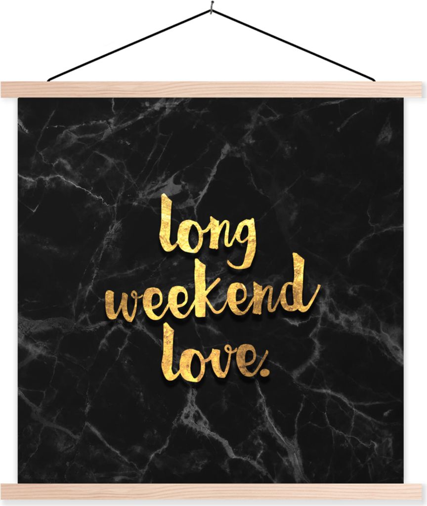MuchoWow Textilposter Zitate - Liebe - Gold - Marmor 60x60 cm mit holzfarbenen Rahmen - Wanddekoration
