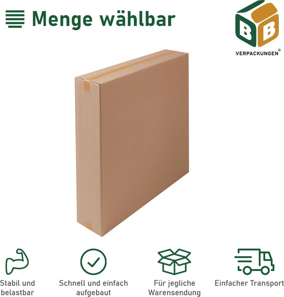 5 x Faltkarton (915 x 200 x 860 mm) stabil 1-wellig Versandkarton Päckchen DHL Hermes Schachtel Box Paket braun BB-Verpackungen