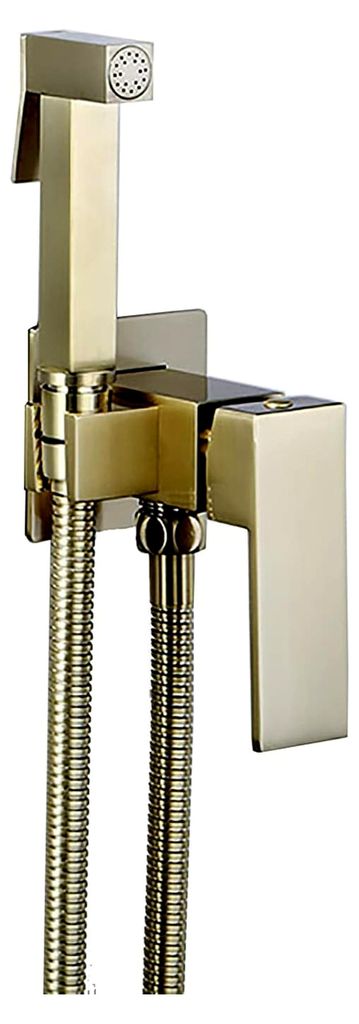 Hand-Bidet-Sprühgerät for Toilette, gebürstetes Gold, Wandmontage, Badezimmer-Windel-Sprühset mit kaltem und heißem Wasser, Messing-Toiletten-...