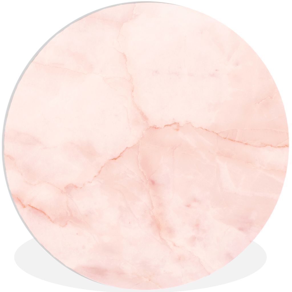 MuchoWow Rundes Wandbild - Runde Bilder Marmor - Rosa - Linie Ø 60 cm Kreis Wanddekoration Kunststoff - Wandkreis - Wandschmuck - Wand Kreis - D...