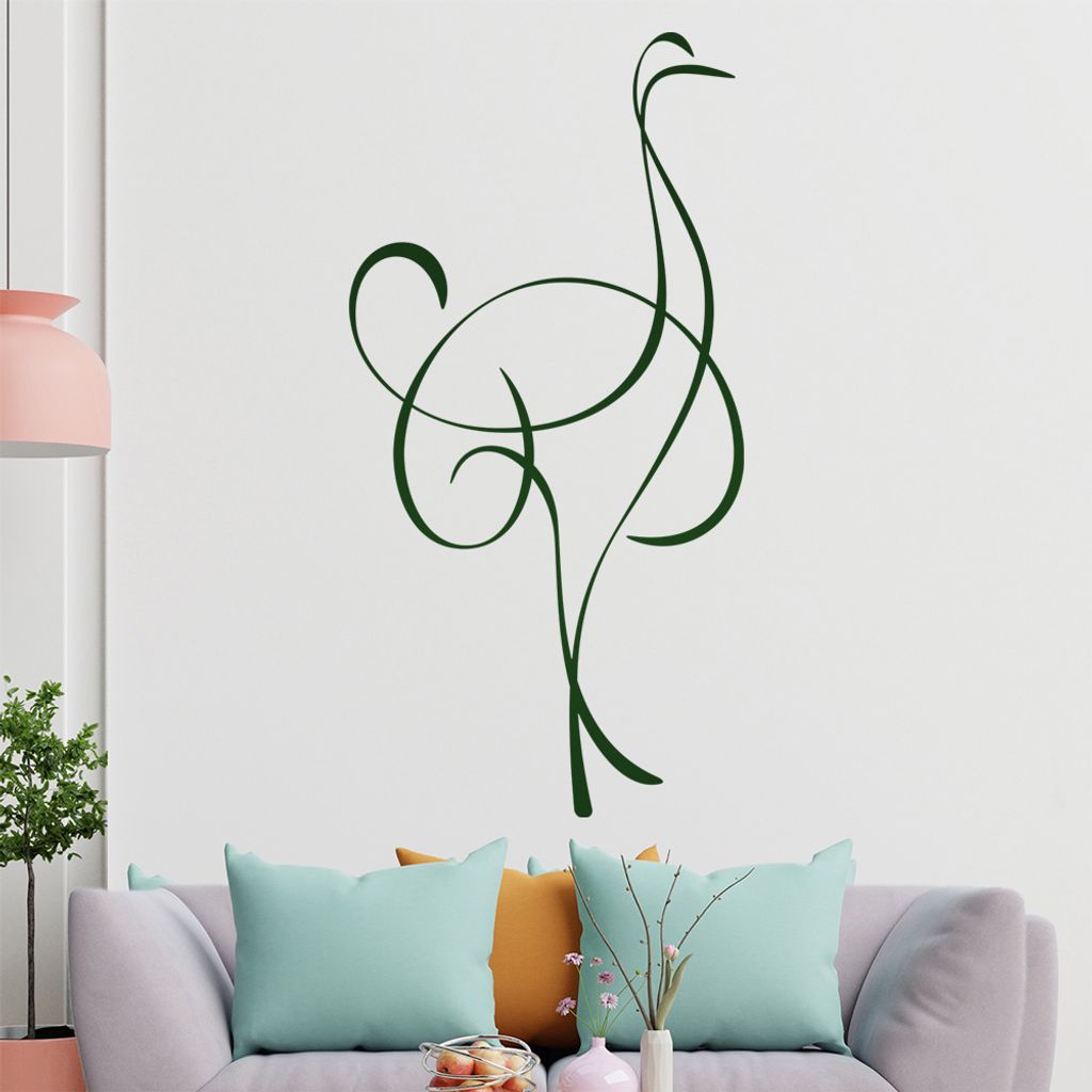 Strauß Linien Wandtattoo in 6 Größen - Wandaufkleber Wall Sticker - Dekoration, Küche, Wohnzimmer, Schlafzimmer, Badezimmer