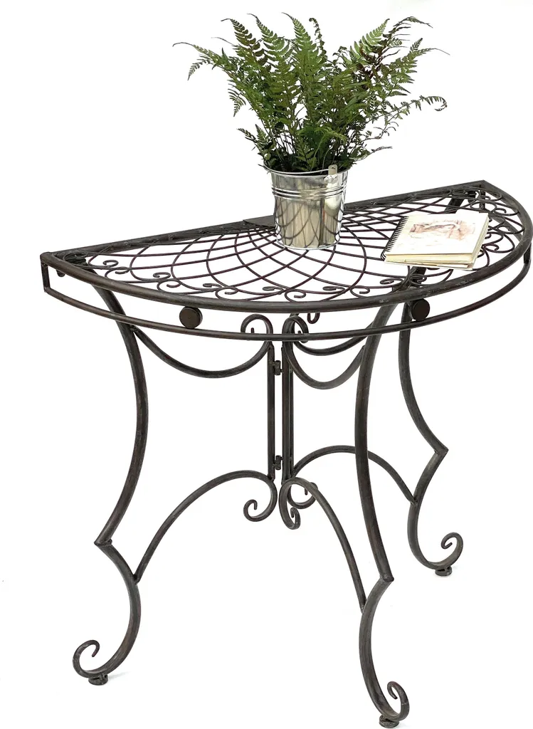 Console murale en métal 80 cm - Table d'appoint demi-lune de jardin